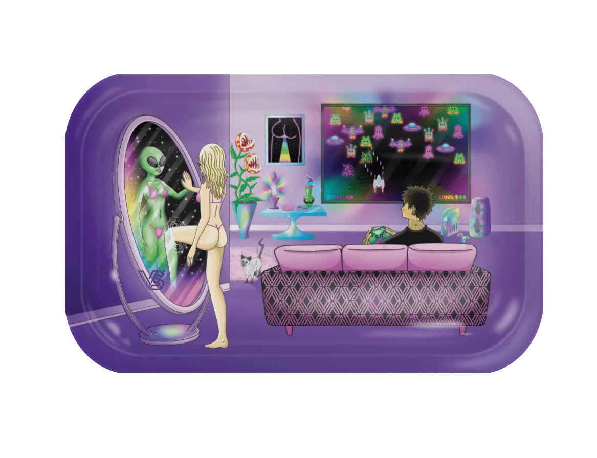 V Syndicate Vibrant Reflections Metal Rolling Tray - Durable & Easy-Clean