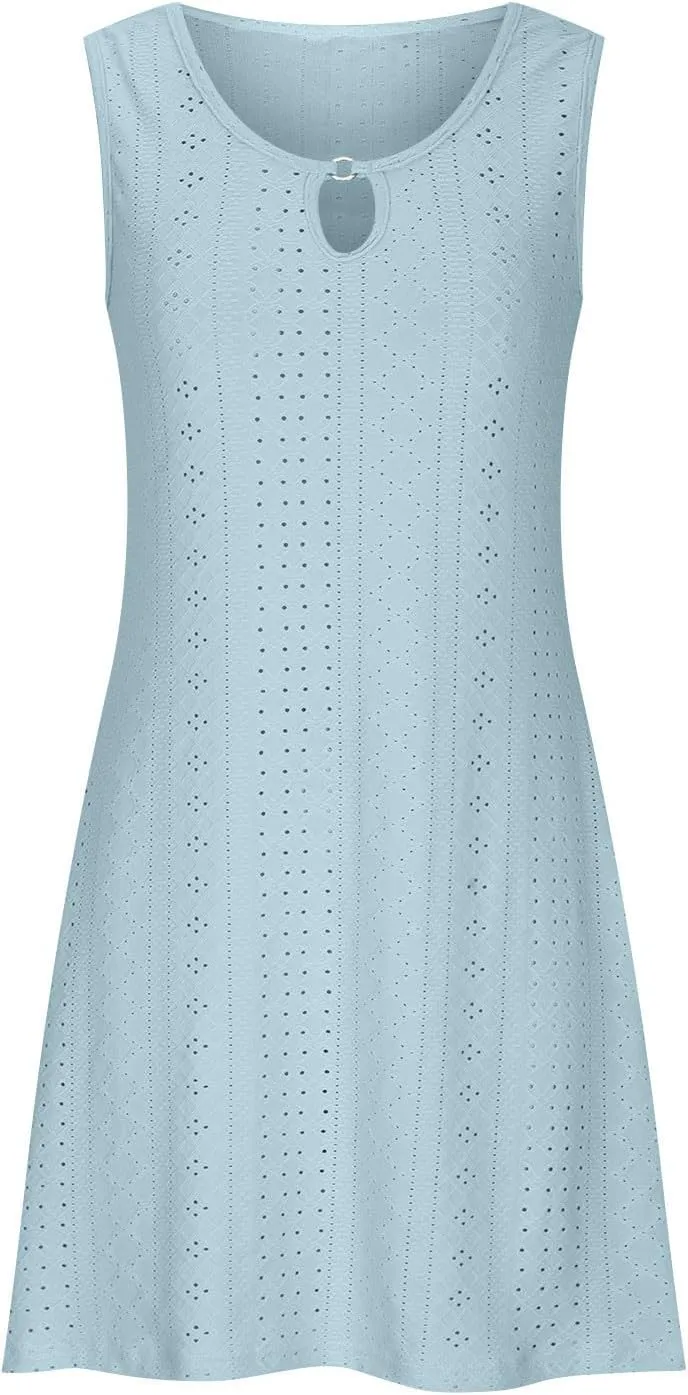 Vacation Dresses for Women 2025 Lightweight Soft Summer Sundresses Casual Cutout Sleeveless Slim Fitted Sun Dresses
