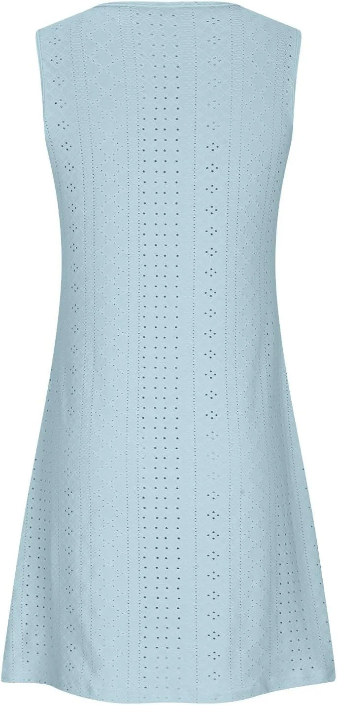 Vacation Dresses for Women 2025 Lightweight Soft Summer Sundresses Casual Cutout Sleeveless Slim Fitted Sun Dresses