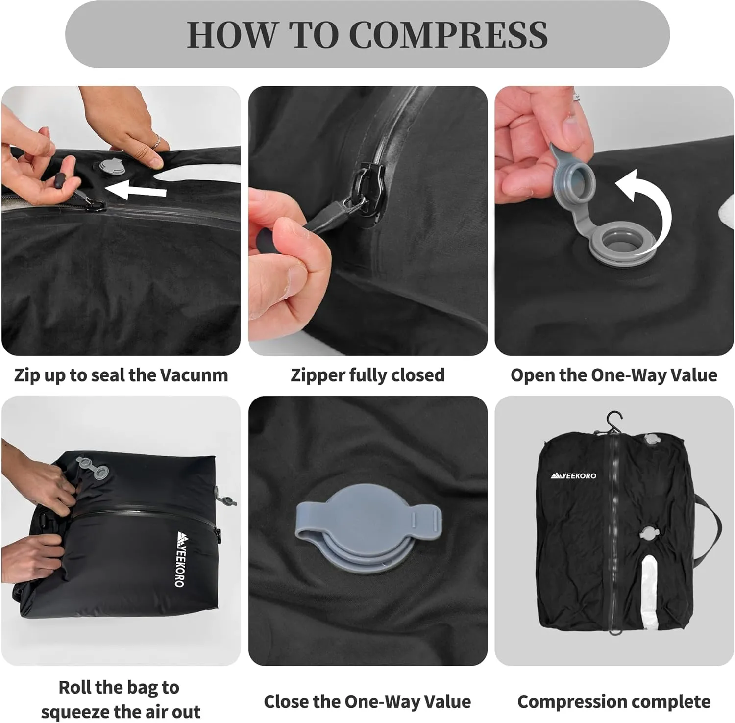 Vacuum Bags for Travel, Professional IP67 Reusable Vacuum Compression Bags for Travel Suitcases and Backpack, Durable Space Saver Bag (2 PACK, No Pump)