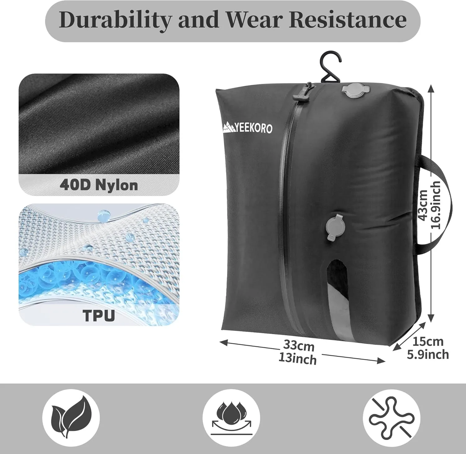 Vacuum Bags for Travel, Professional IP67 Reusable Vacuum Compression Bags for Travel Suitcases and Backpack, Durable Space Saver Bag (2 PACK, No Pump)
