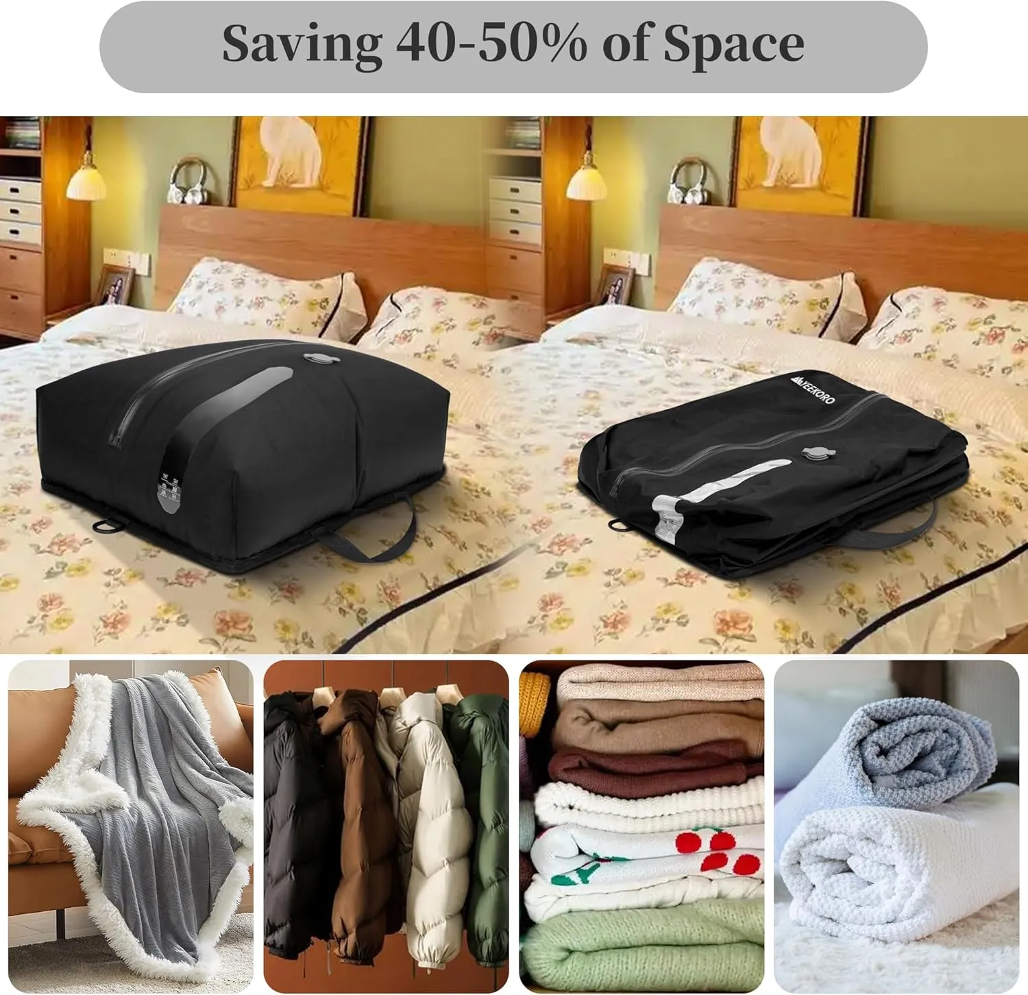 Vacuum Bags for Travel, Professional IP67 Reusable Vacuum Compression Bags for Travel Suitcases and Backpack, Durable Space Saver Bag (2 PACK, No Pump)