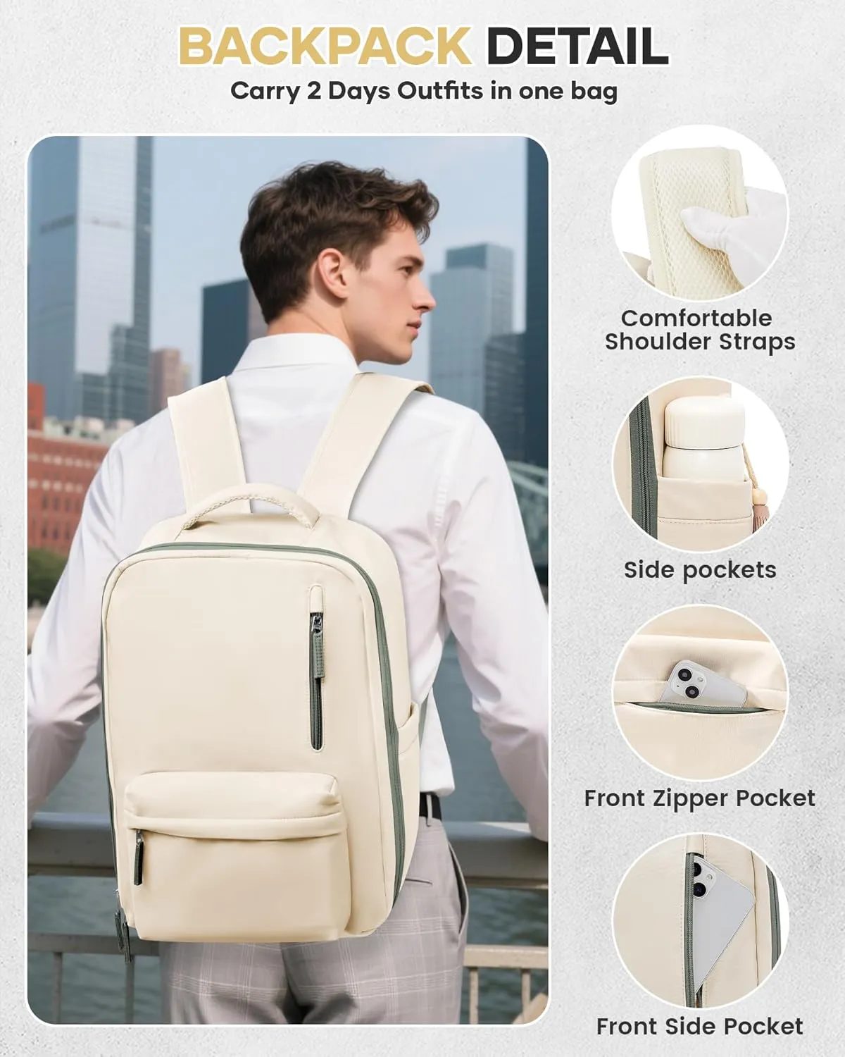 Vacuum Seal Backpack for Travel with Air Pump Vacpack Airback Carry on Flight Approved Compression Daypack Laptop Space Saver Bags Storage with Vacuum System 18x14x8 inches Travel Bag Women BeigeGreen