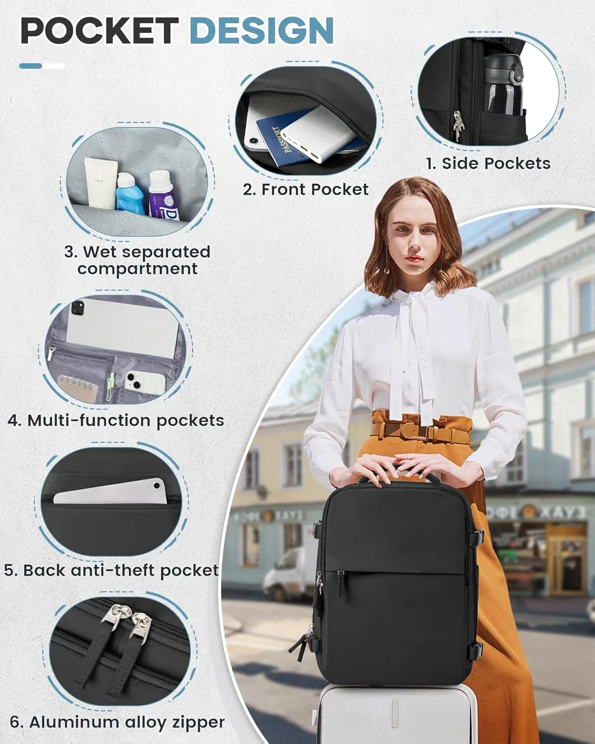 Vacuum Travel Backpack with Pump for Women,Airback Personal Item Carry on Backpacks Flight Approved 18x14x8 inches for Men,Laptop Waterproof Work Compression bags Casual Daypack,Black.