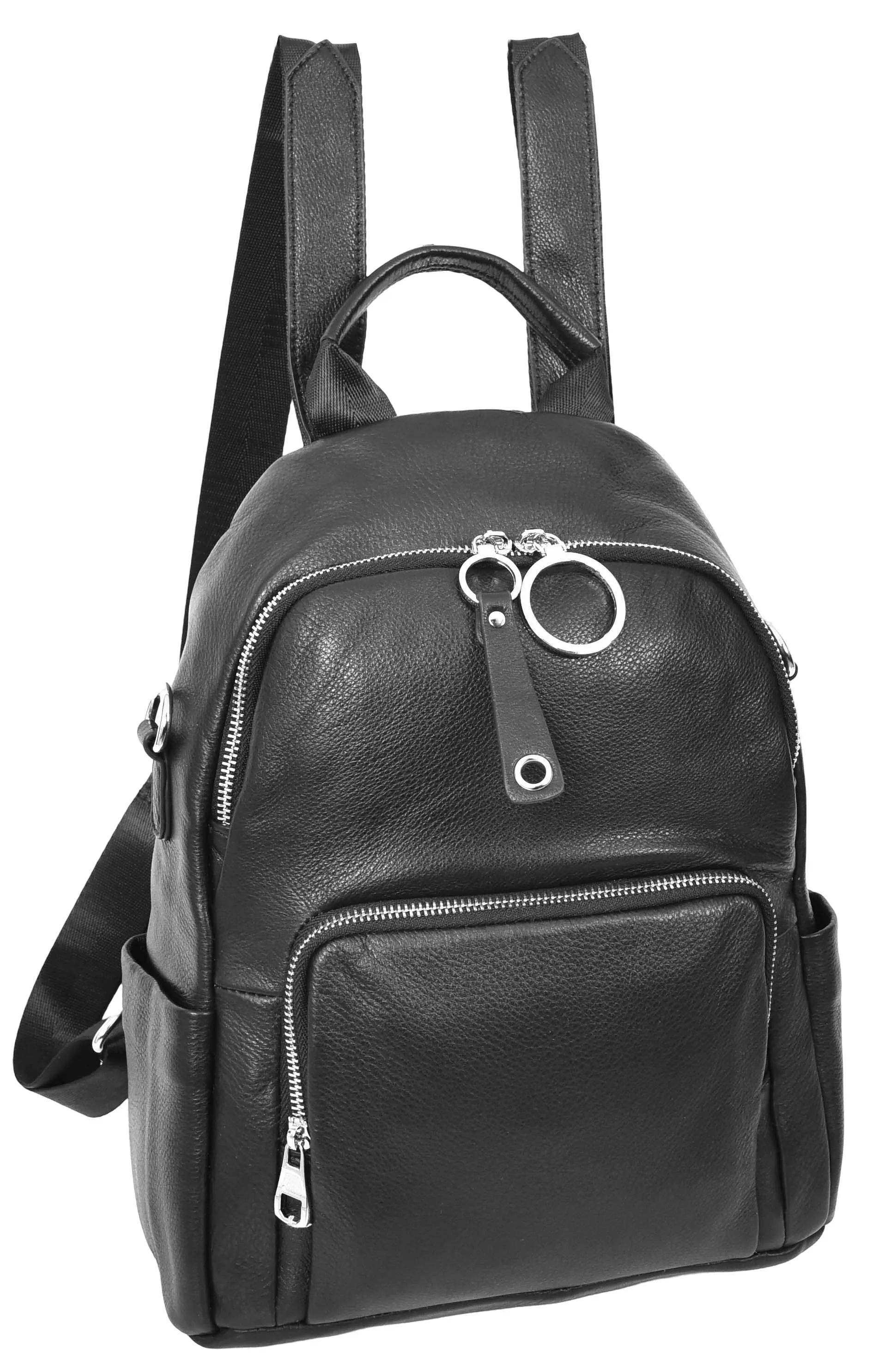 Vancouver Women's Genuine Leather Casual Organiser Backpack Black