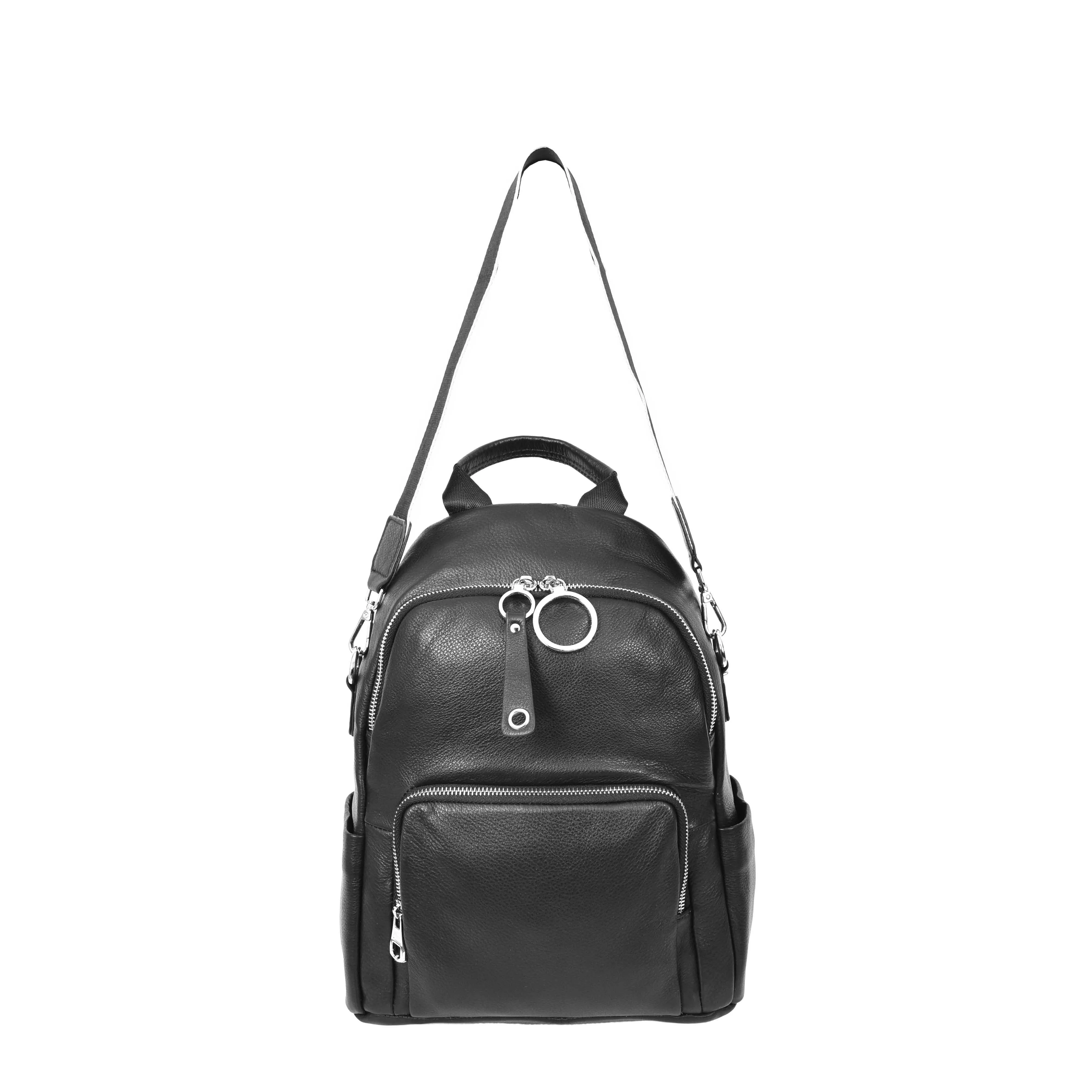 Vancouver Women's Genuine Leather Casual Organiser Backpack Black
