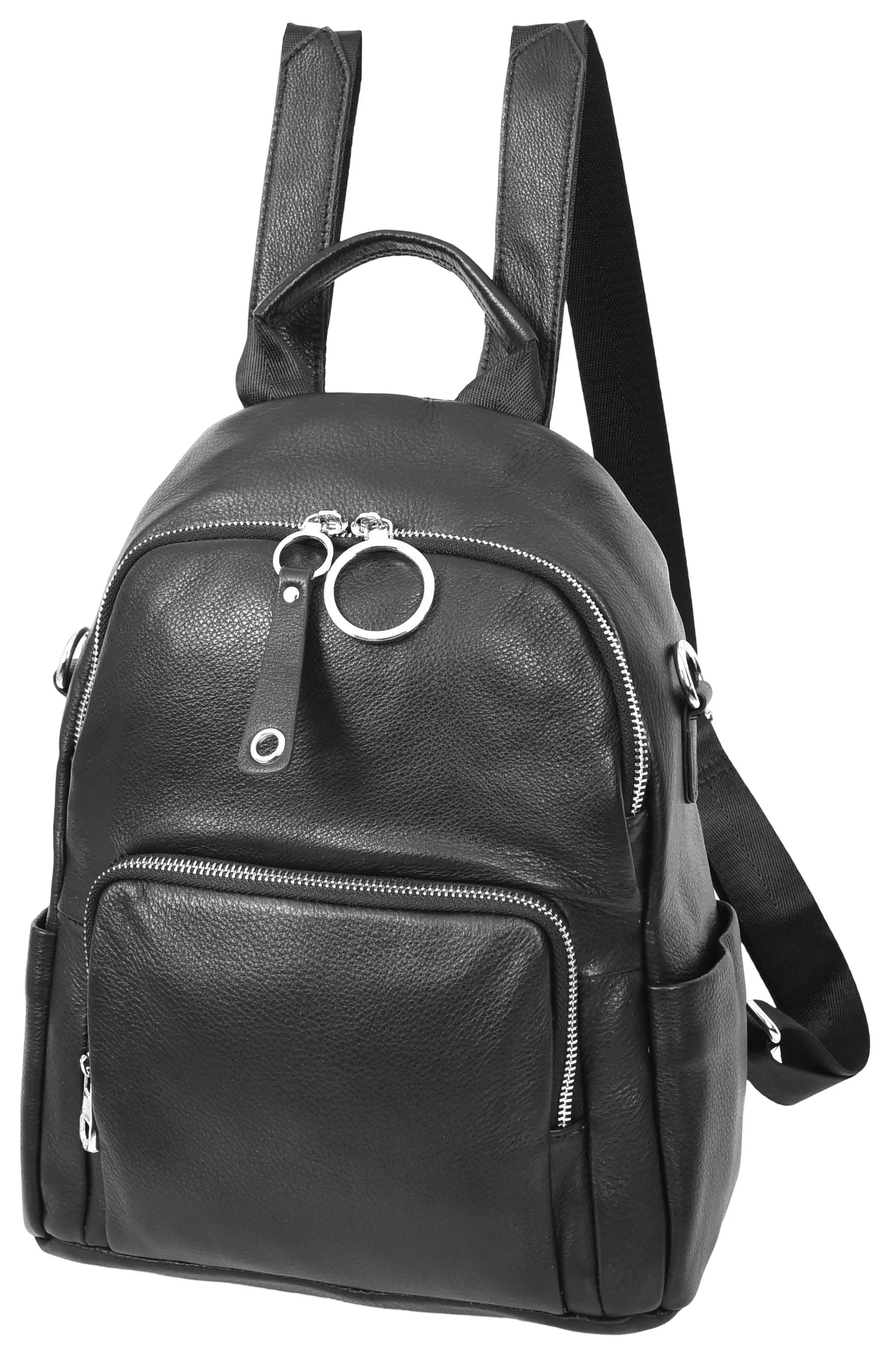 Vancouver Women's Genuine Leather Casual Organiser Backpack Black