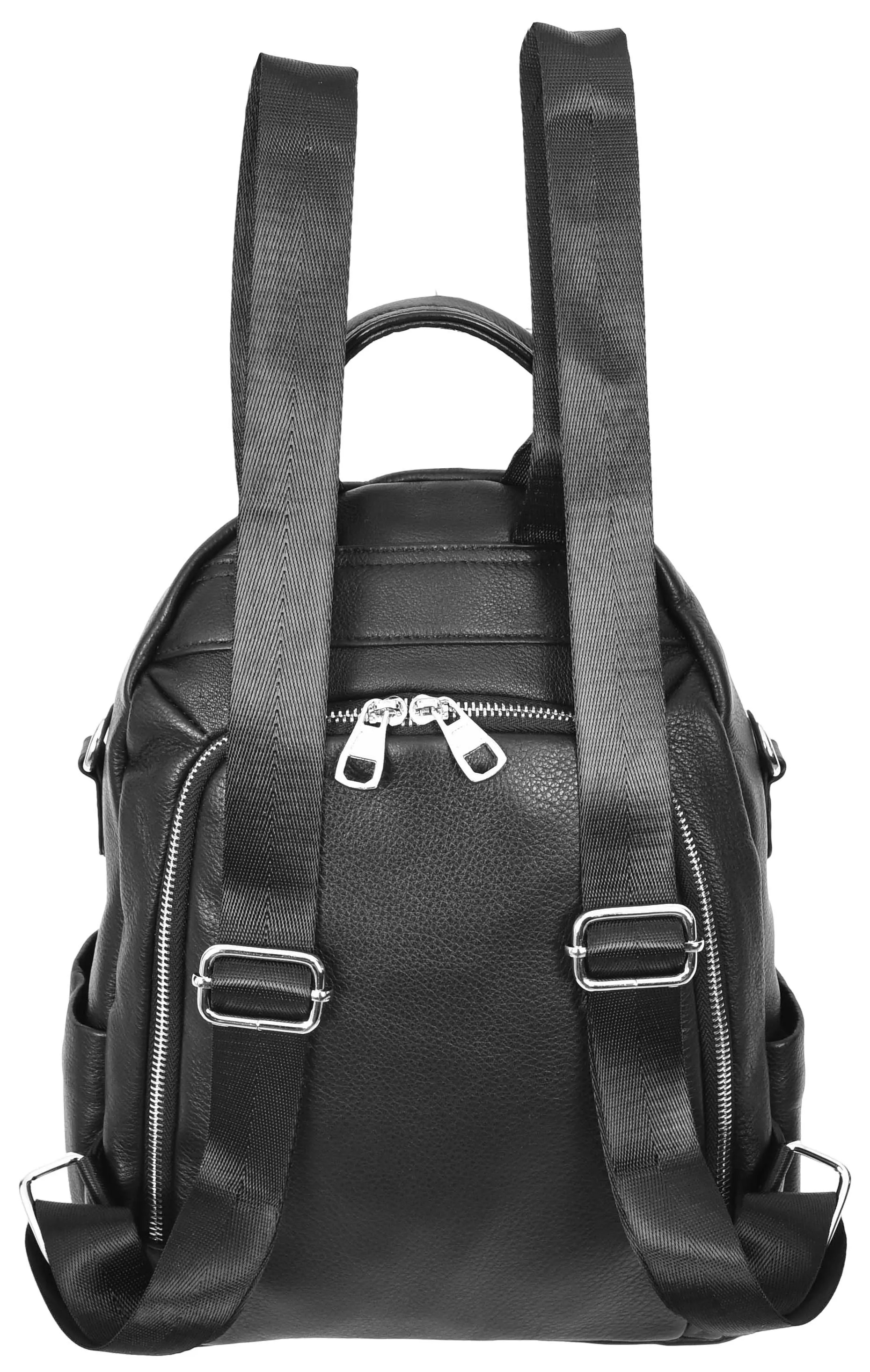 Vancouver Women's Genuine Leather Casual Organiser Backpack Black