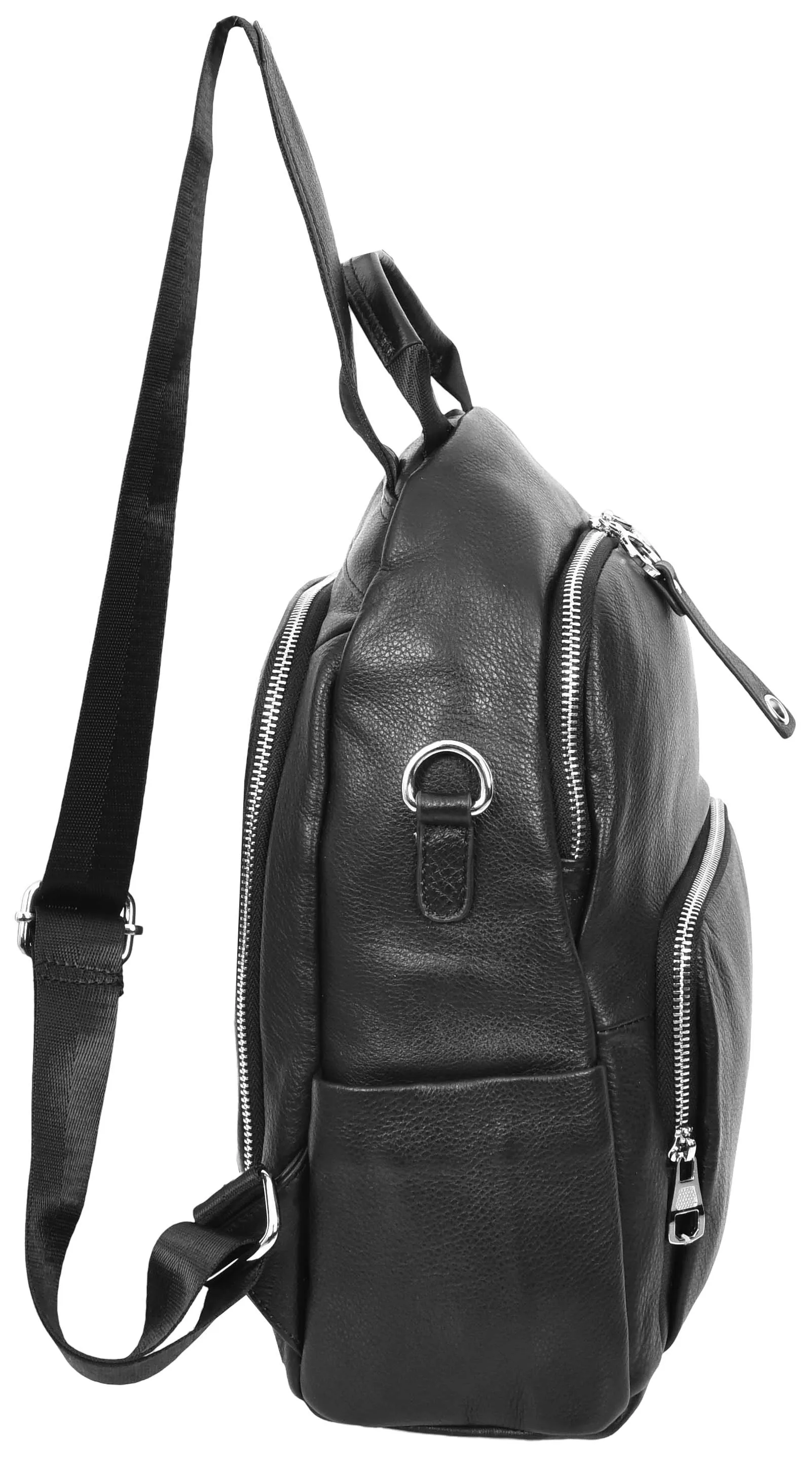 Vancouver Women's Genuine Leather Casual Organiser Backpack Black