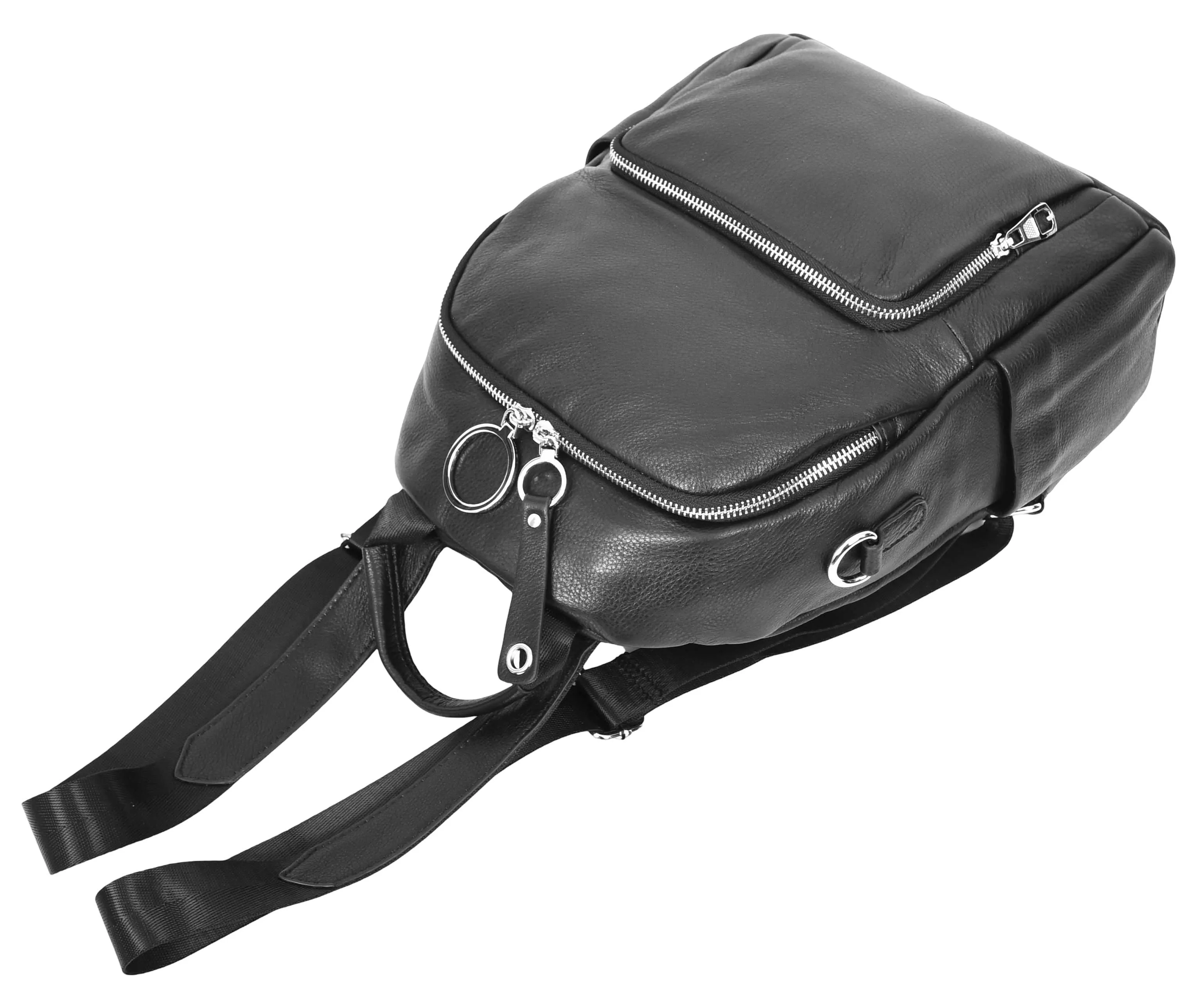 Vancouver Women's Genuine Leather Casual Organiser Backpack Black