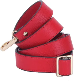 VanEnjoy Full Grain Leather Adjustable Replacement Strap Cross Body Bag Purse,1 inch wide (Red)