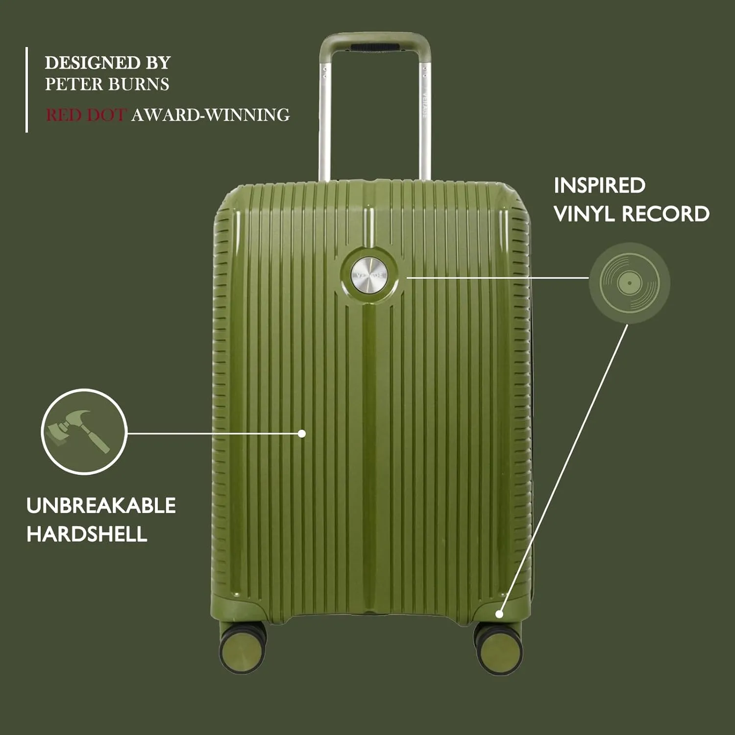 Verage Carry On Luggage With Spinner Wheels, Expandable Hardshell Spinner Suitcase for Travel, TSA Approved, (Carry-On 20-Inch, Moss green)