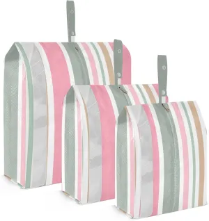 Verticle Stripe Travel Storage Bag with Lanyard - Portable Lightweight Classified Storage Bag with Zipper, Dust and Waterproof Travel Packing Cube for Suitcase,3 Pieces