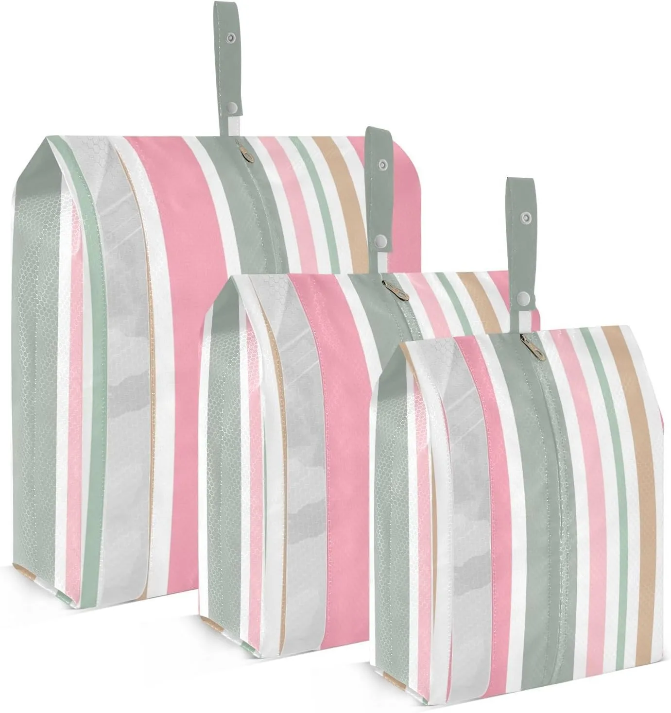 Verticle Stripe Travel Storage Bag with Lanyard - Portable Lightweight Classified Storage Bag with Zipper, Dust and Waterproof Travel Packing Cube for Suitcase,3 Pieces