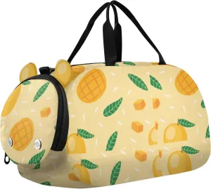 VIGTRO Mango Dice Sticky Rice Pattern Kids Overnight Travel Duffel Bag Sport Gym Bag for Boys Girls with Shoe Compartment, Carry On Weekender Luggage Bag for Dance Swim Yoga