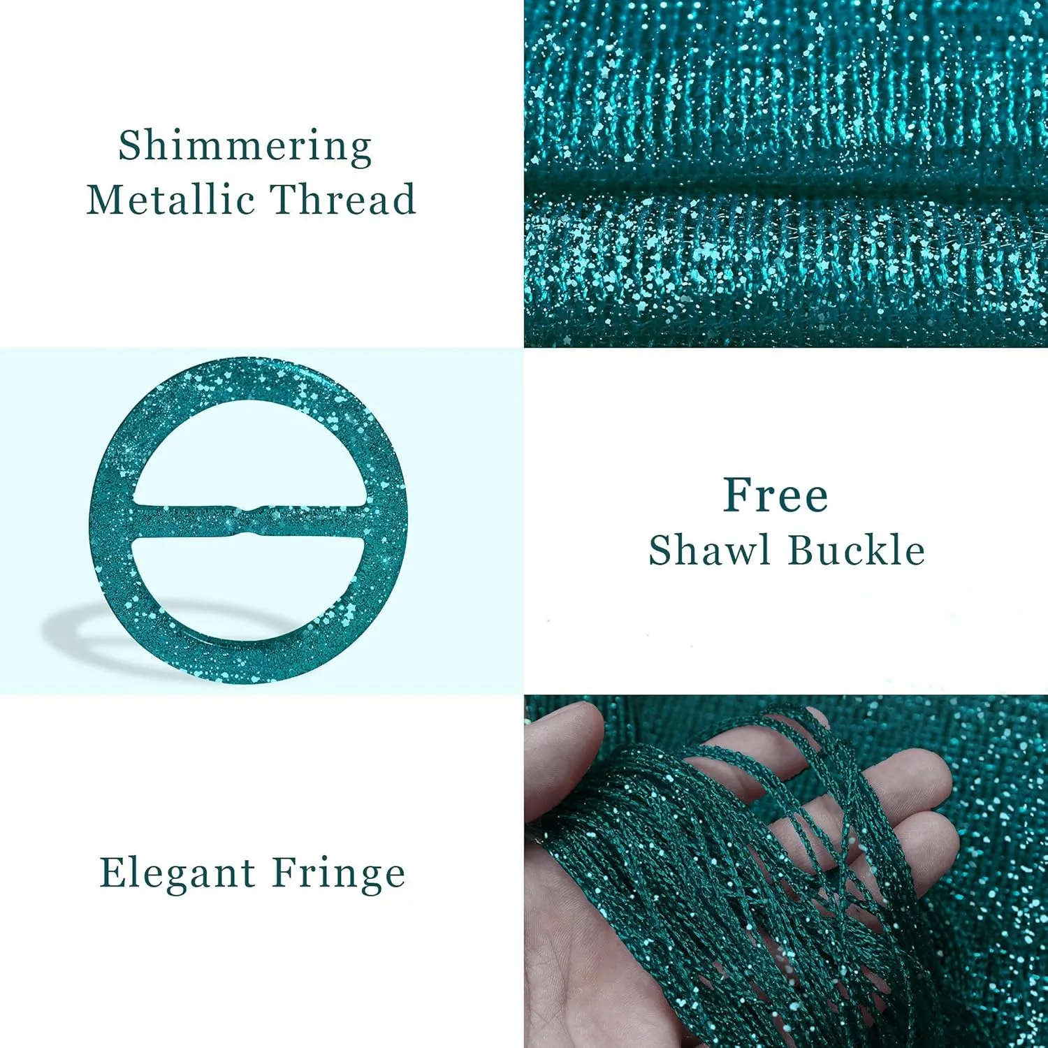 vimate Sparkling Metallic Shawls and Wraps for Evening Party/Wedding/Formal Dresses (With Free Buckle)