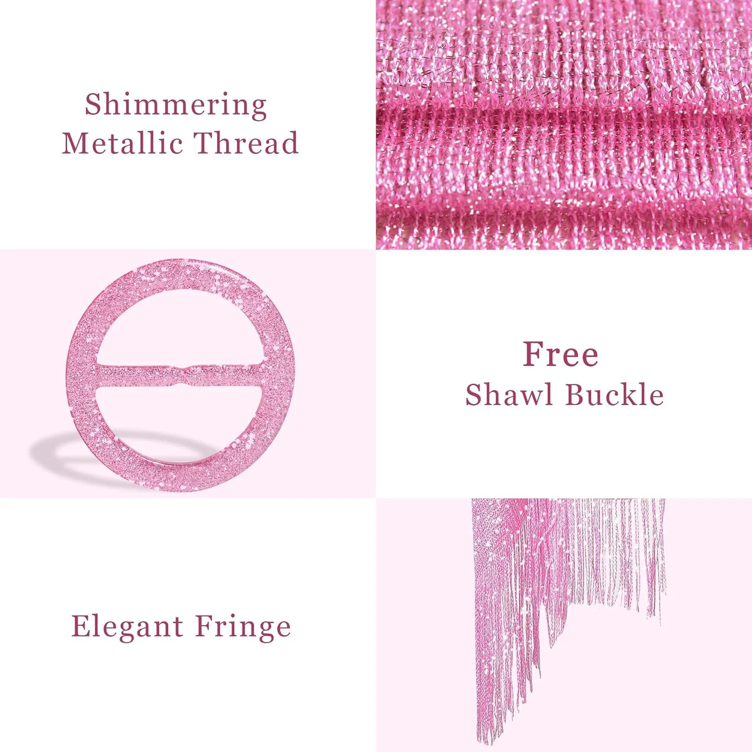 vimate Sparkling Metallic Shawls and Wraps for Evening Party/Wedding/Formal Dresses (With Free Buckle)