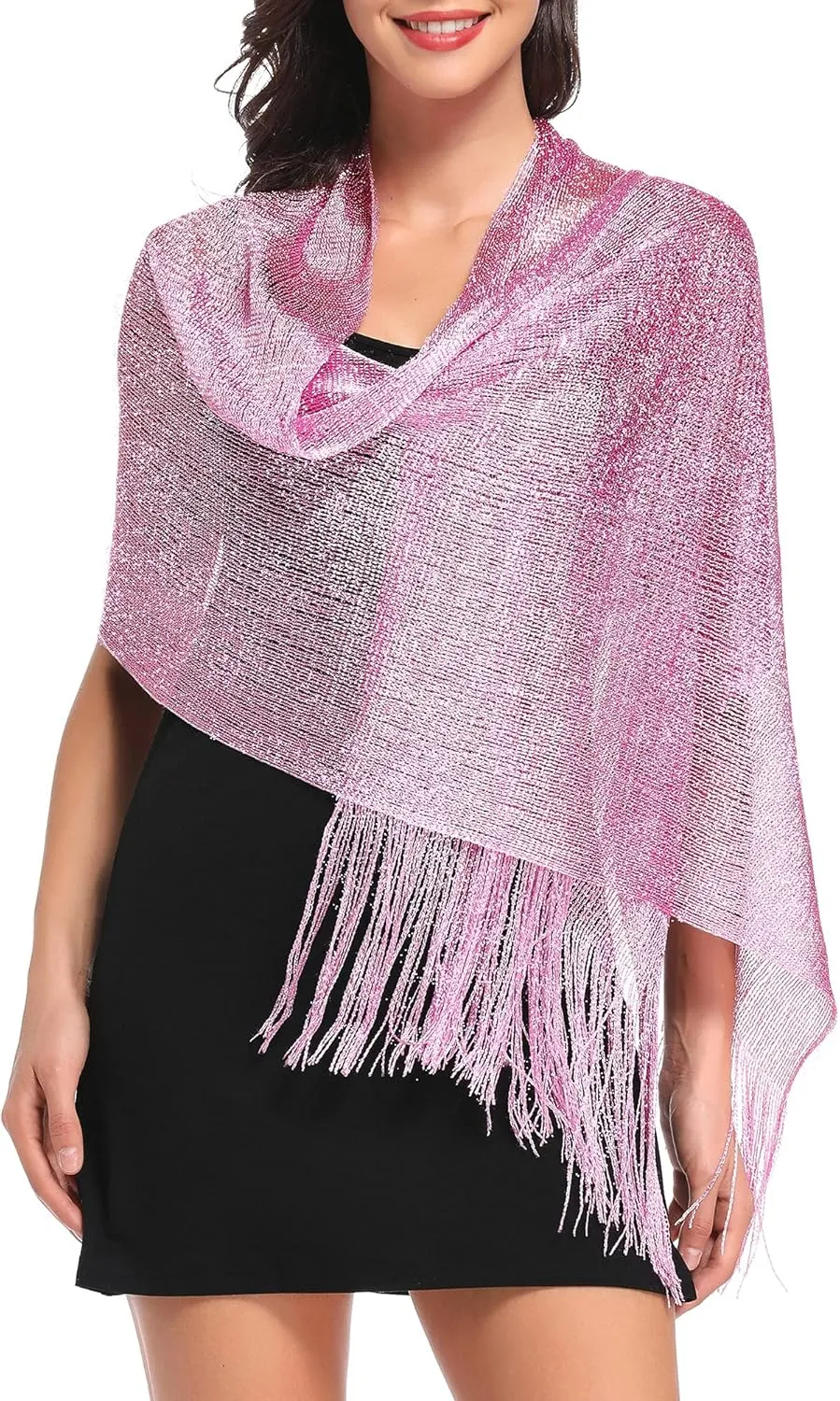 vimate Sparkling Metallic Shawls and Wraps for Evening Party/Wedding/Formal Dresses (With Free Buckle)