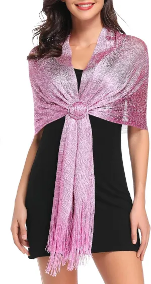 vimate Sparkling Metallic Shawls and Wraps for Evening Party/Wedding/Formal Dresses (With Free Buckle)