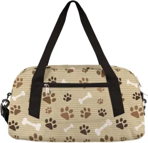 Vintage Animal Dog Paw Print Bone Kids Duffel Bag for Girls Boys Sport Gym Bag Small Overnight Weekender Tote Bag Carry on Teen Dance Bag for Traveling Gymnastic Ballet