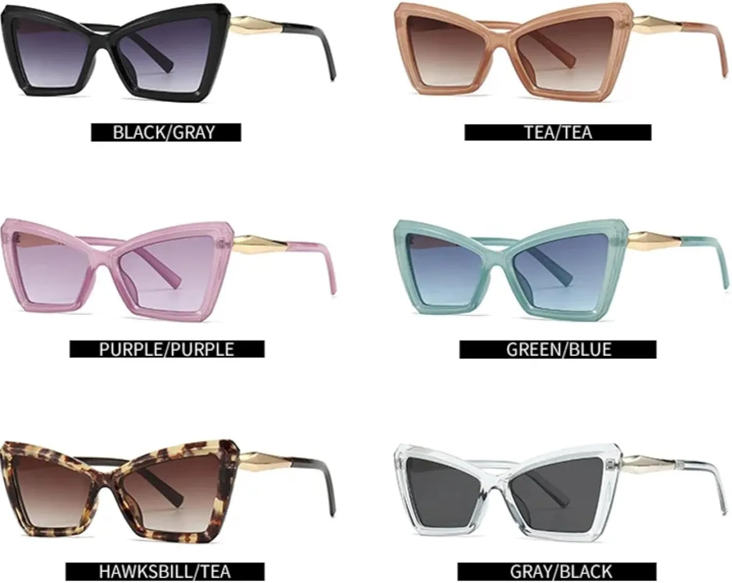 Vintage Cat Eye Women Fashion Luxury Sun Glasses Punk Purple Sexy Eyeglasses Shades