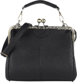 Vintage Kiss Lock Clutch for Women Leather Shoulder Bag Evening Purse