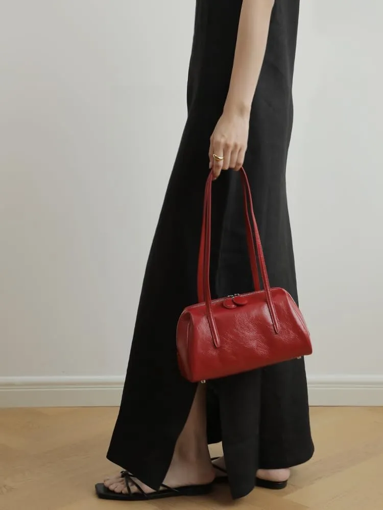 Vintage Leather Niche Handbag Totes Pillow Bag Oil Wax Shoulder Armpit Bag Clutch Versatile Chic Purse Luxury Elegant