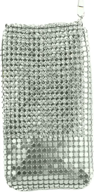 Vintage Luxuriant Soft Metallic Silver Mesh Women's Cell Phone Shoulder Evening Purse