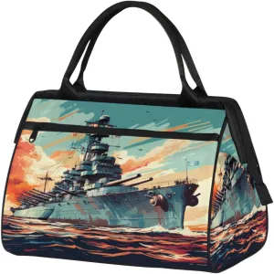 Vintage Missouri Battleship Travel Duffle Bag, Waterproof Duffel Bag Weekender Overnight Carry On Bag Lightweight Sport Gym Bag for Men Women