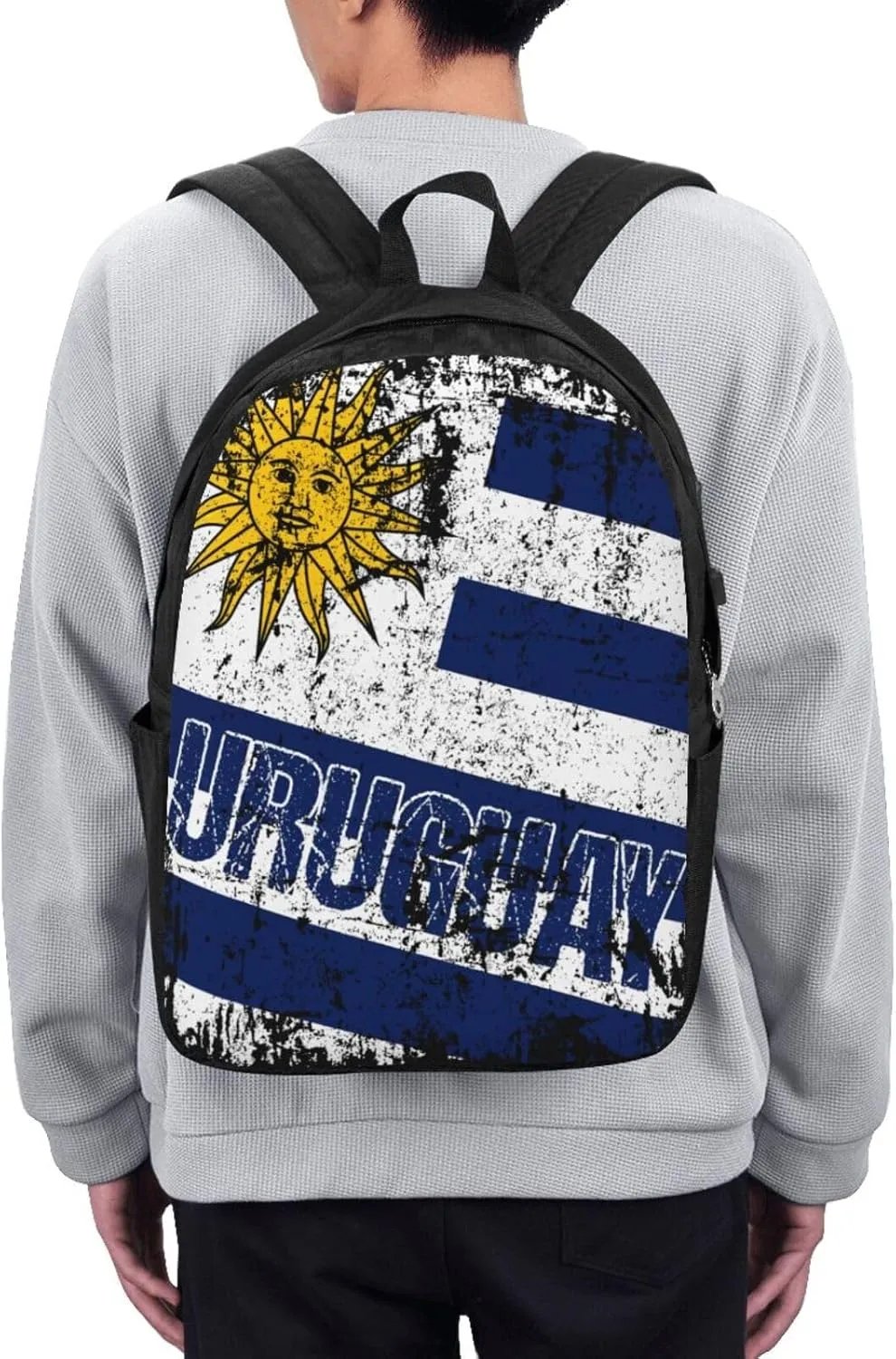 Vintage Uruguay Uruguayan Flag Laptop Backpacks Travel Backpack Casual Business Daypack Sport Rucksack Computer Bag Fits up to 17 Inch Notebook with USB Port