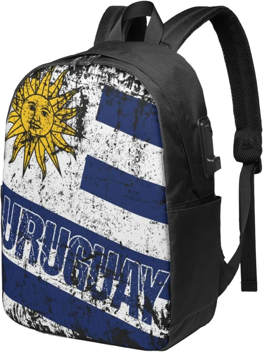 Vintage Uruguay Uruguayan Flag Laptop Backpacks Travel Backpack Casual Business Daypack Sport Rucksack Computer Bag Fits up to 17 Inch Notebook with USB Port