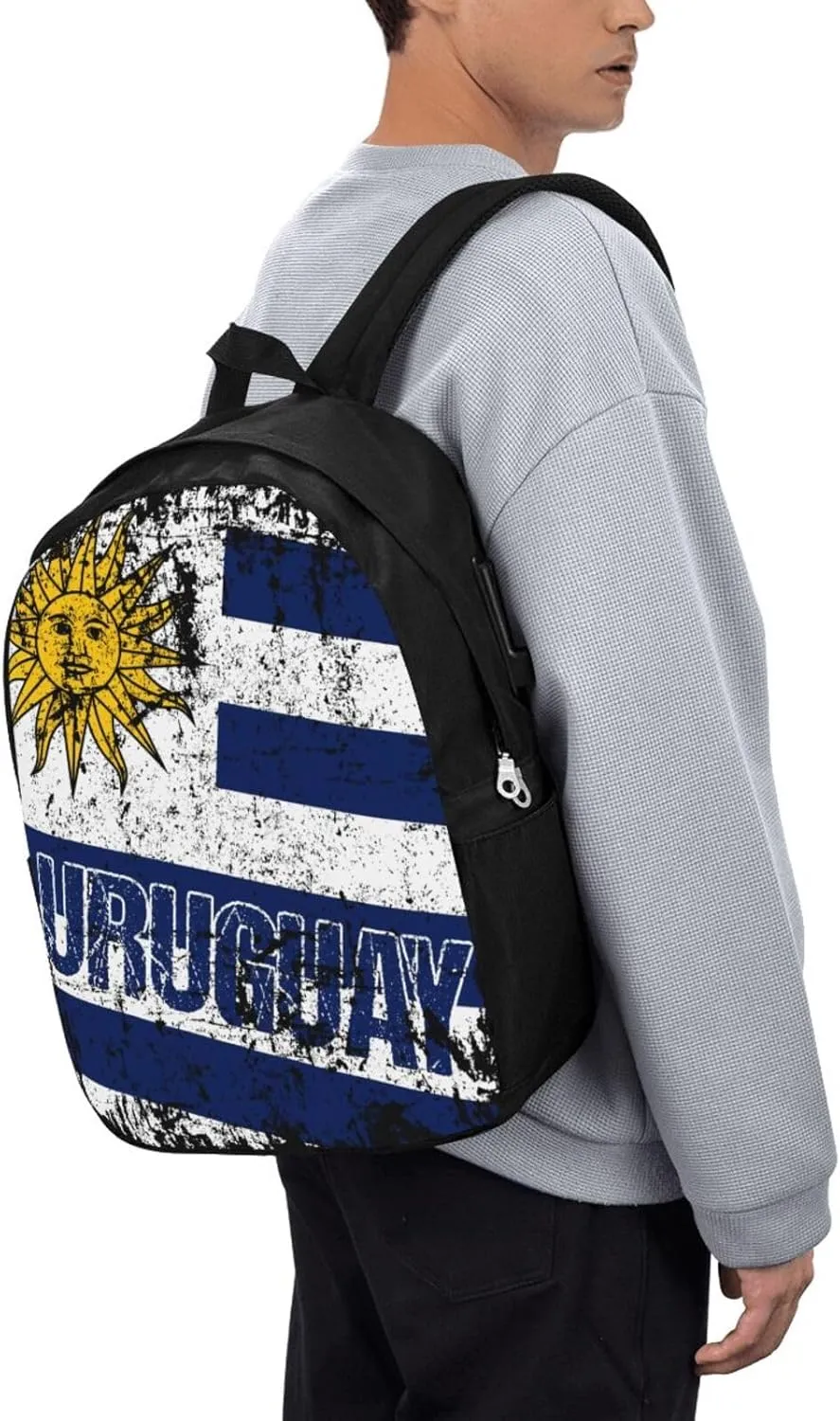 Vintage Uruguay Uruguayan Flag Laptop Backpacks Travel Backpack Casual Business Daypack Sport Rucksack Computer Bag Fits up to 17 Inch Notebook with USB Port
