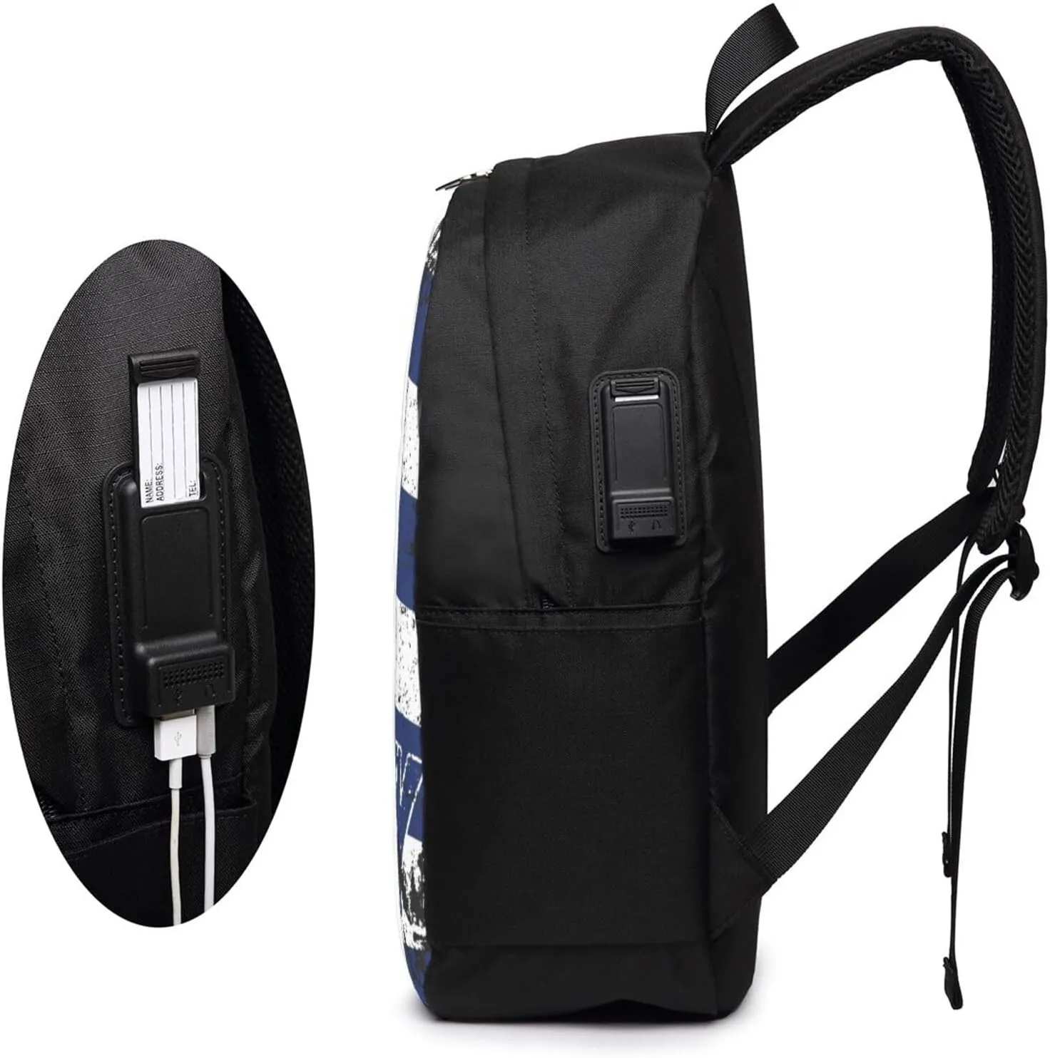 Vintage Uruguay Uruguayan Flag Laptop Backpacks Travel Backpack Casual Business Daypack Sport Rucksack Computer Bag Fits up to 17 Inch Notebook with USB Port
