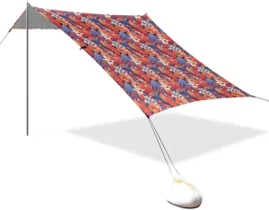 Violet Red Oak Leafs Beach Tent & Canopy UPF50  Protection Water-Resistant Portable Sun Shelter with Sand Shovel for Camping, Fishing, Backyard Fun