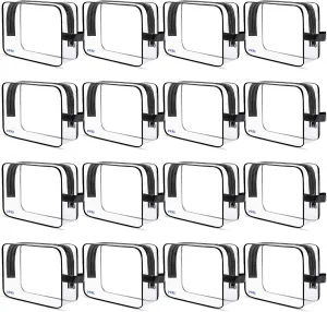 VYRL 16 Pack Clear Makeup Bag - Quart Size 3-1-1 TSA Approved Toiletry Bag with Zipper - Water-Resistant Durable PVC Clear Toiletry pouches for Carry-on Airport Travel Accessories - Black
