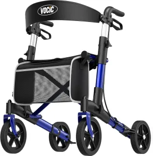 Walkers-for-Seniors-with-Seat, Lightweight Rollator Walker with Seat and Brakes, Folding Rolling Walker with Wheels, All Terrain-2024 New