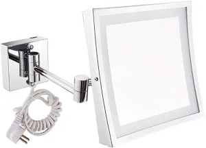 Wall-Mounted Makeup Mirror Shaving Mirror for Hotel Vanity Adjustable Extendable Square 7.9inch 3X Magnifying