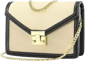 Wallet on Chain Purse WOC Crossbody Clutch Bag for Women in Textile and Leather Mini Shoulder Bag Phone Wallet