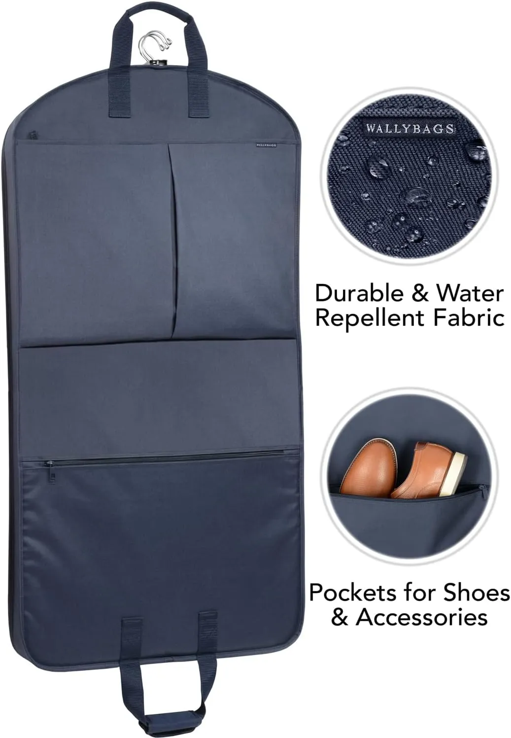 WallyBags® 45” Deluxe Extra Capacity Travel Garment Bag with two accessory pockets