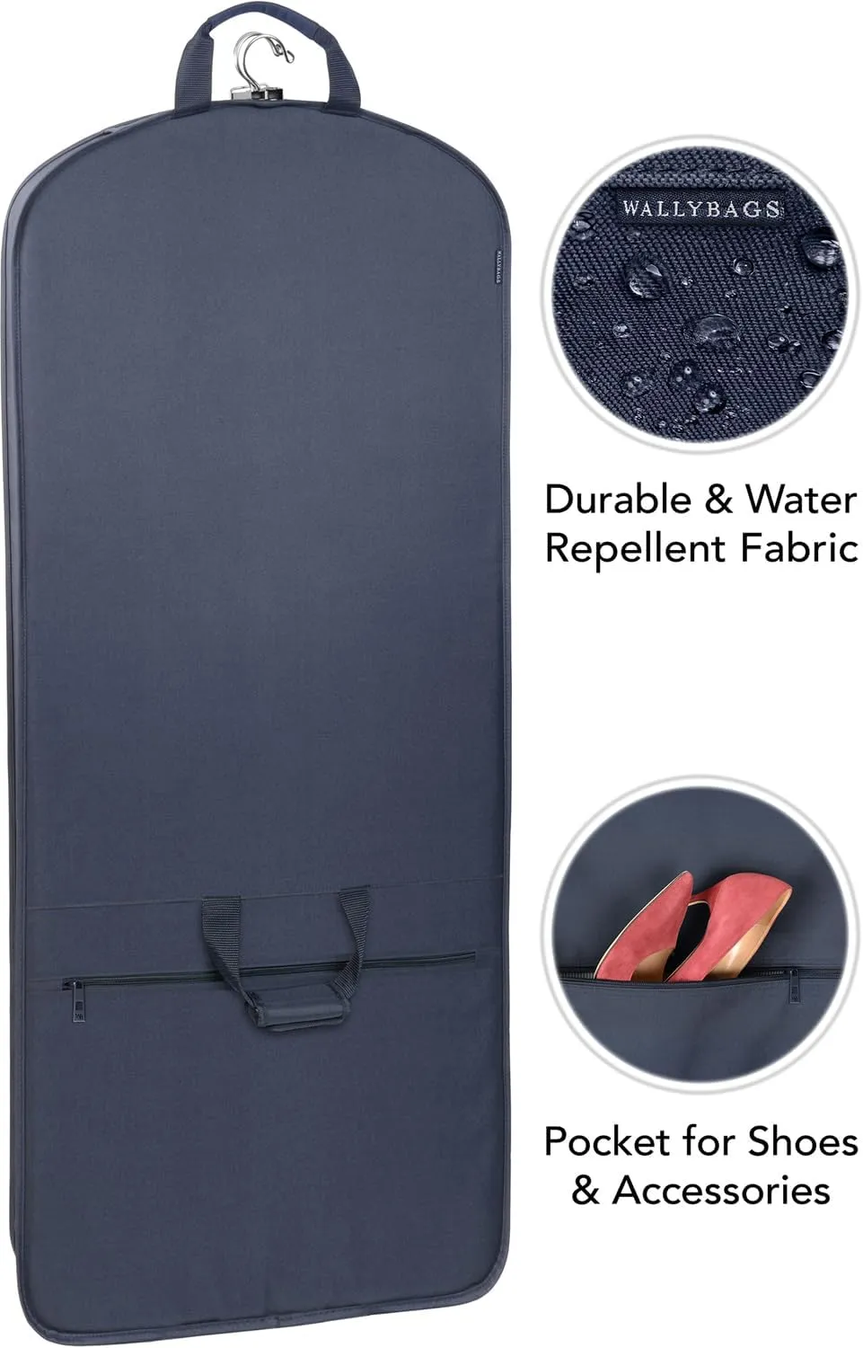 WallyBags® 60” Premium Tri-Fold Travel Garment Bag with exterior pocket