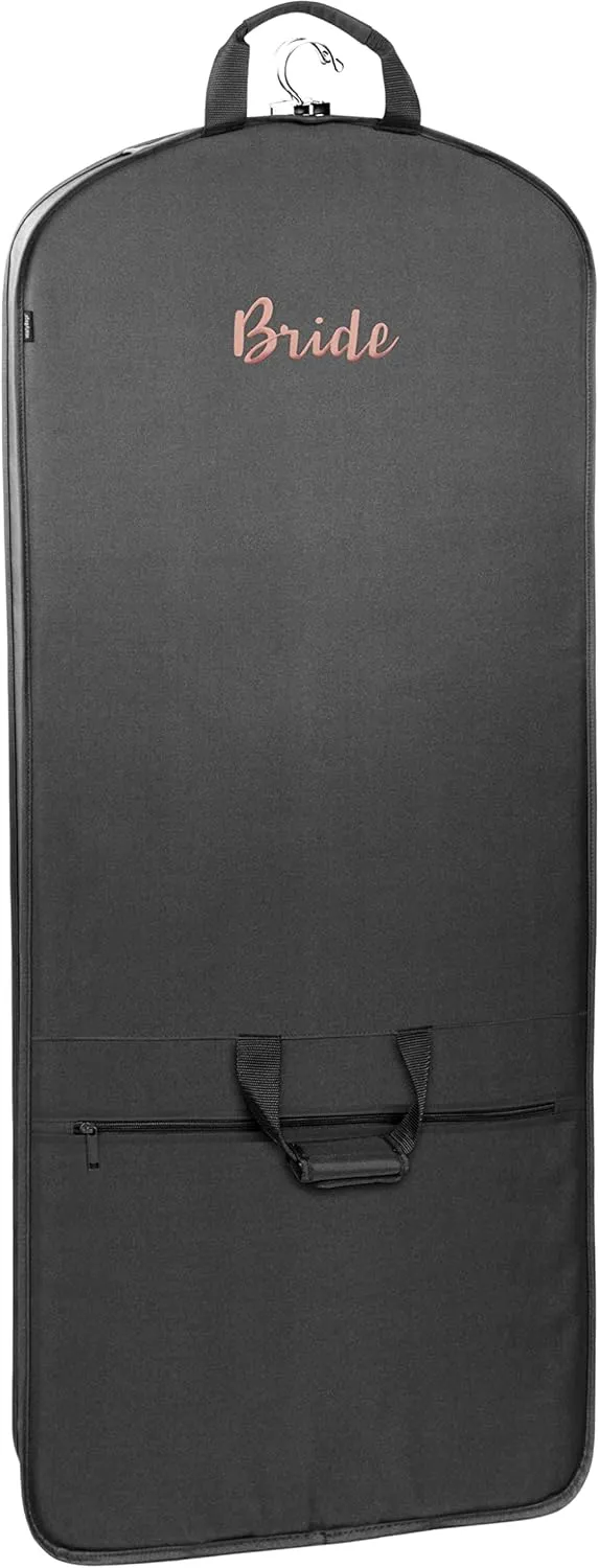 WallyBags® Garment Bag Premium Tri-Fold Travel Exterior Pocket, Black-B1 Rose, 60-Inch