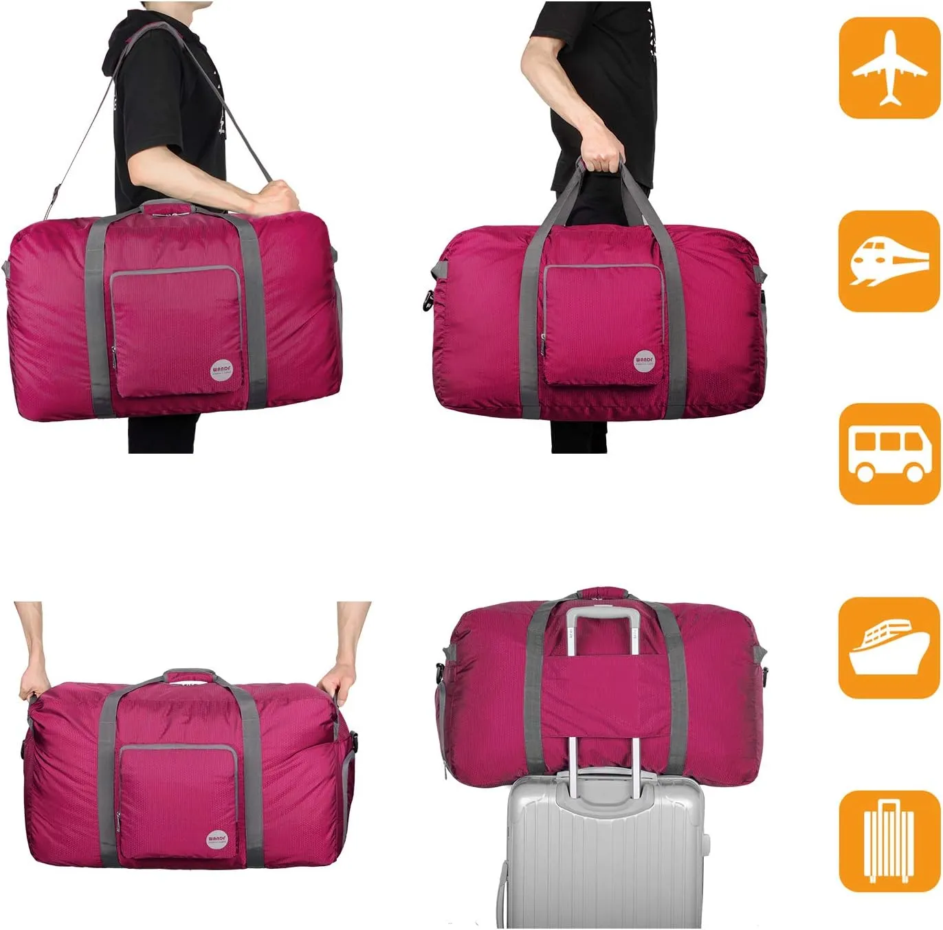 WANDF Foldable Travel Duffel Bag 60-120L Duffle Carry on for Women and Men