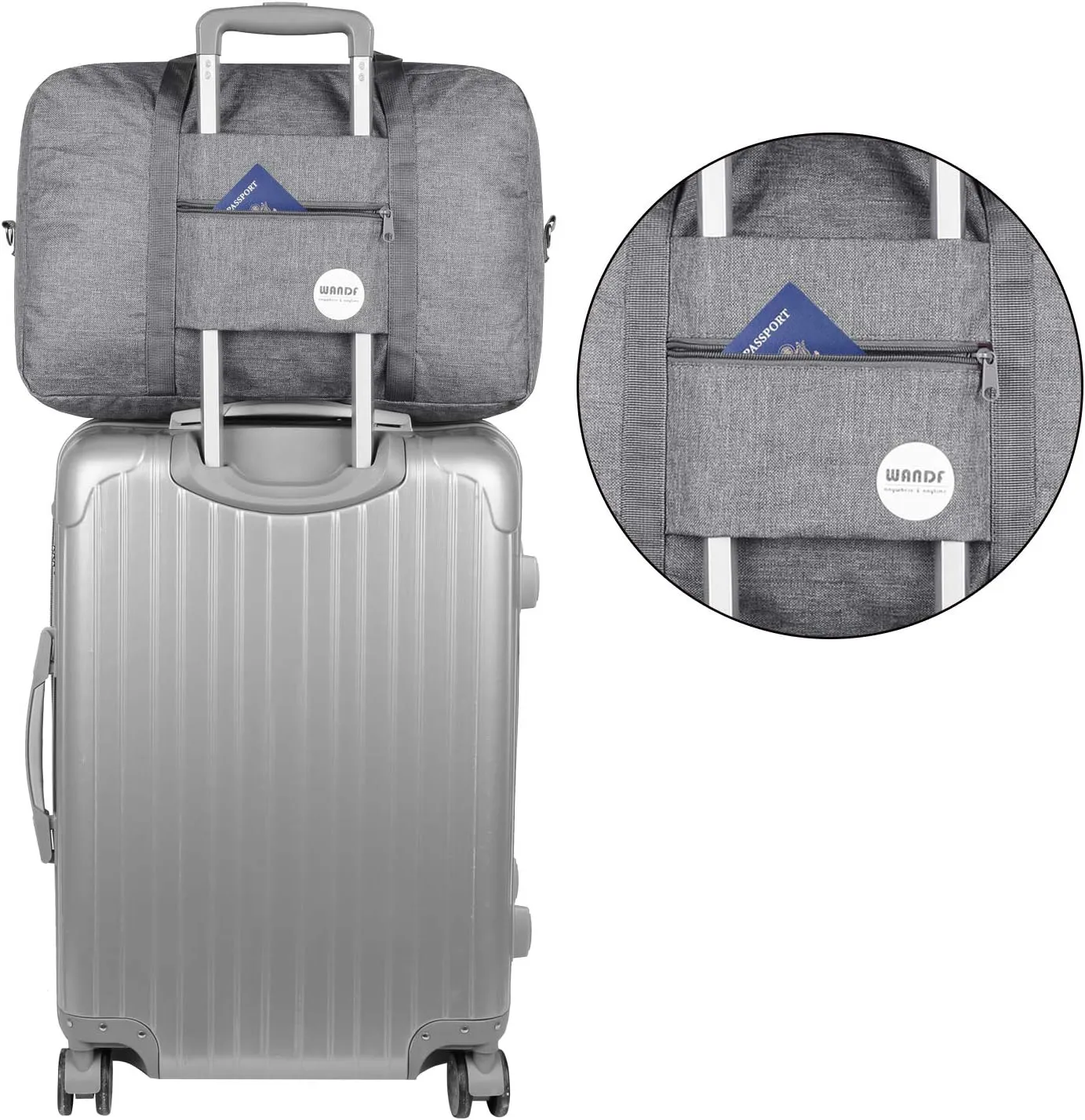 WANDF For Spirit Airlines Personal Item Bag 18x14x8 Travel Duffel Bag Underseat Foldable Carry-on Luggage for Women
