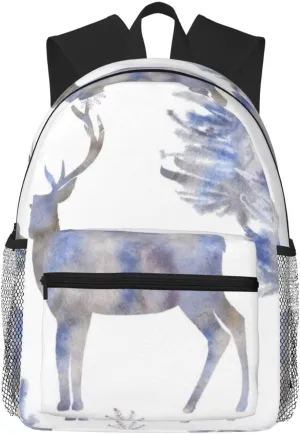 Watercolor Deer Lightweight Packable Backpack Travel Casual Hiking Daypack Foldable Backpack For Men Women