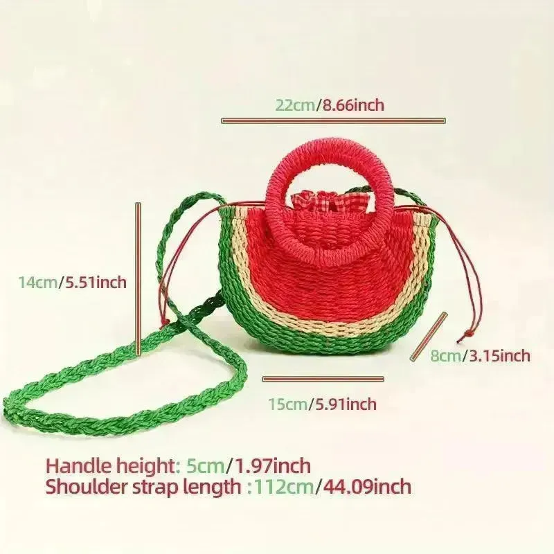 Watermelon Shaped Colorblock Straw Beach Bag