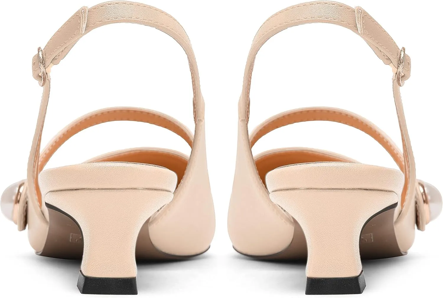 WAYDERNS Womens Dating Matte Pointed Toe Fashion Slingback Solid Buckle Spool Low Heel Pumps Shoes 1.5 Inch
