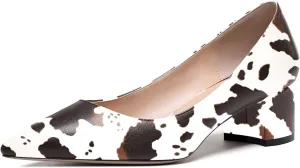 WAYDERNS Women's Matte Slip On Pointed Toe Chunky Low Block Heel Pumps Shoes 2 Inch