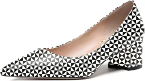 WAYDERNS Women's Matte Slip On Pointed Toe Chunky Low Block Heel Pumps Shoes 2 Inch