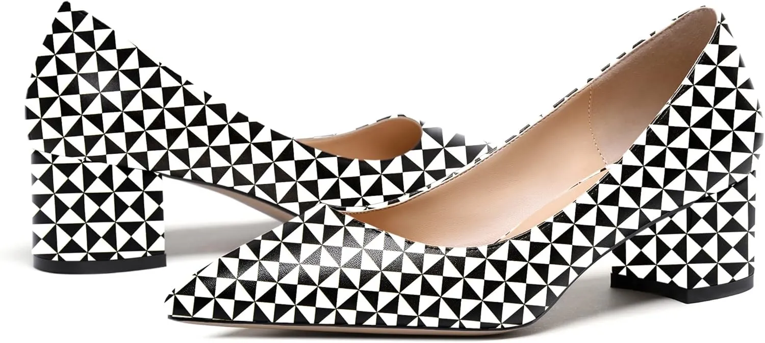 WAYDERNS Women's Matte Slip On Pointed Toe Chunky Low Block Heel Pumps Shoes 2 Inch