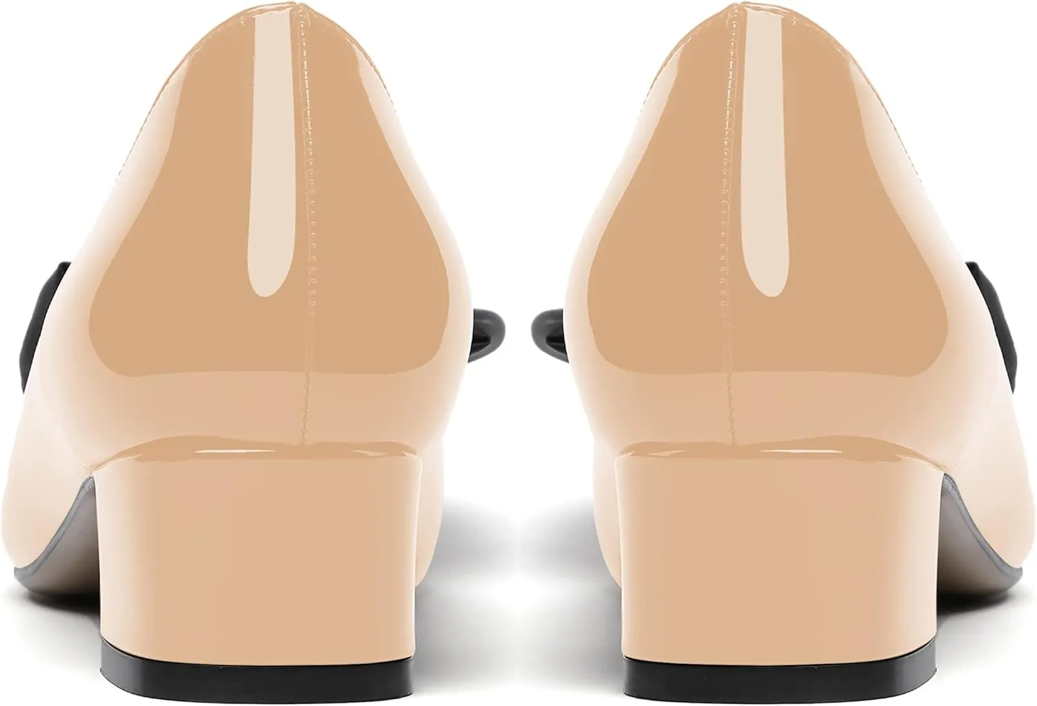 WAYDERNS Women's Pointed Toe Slip On Block Patent Bow Chunky Low Heel Pumps Shoes 1.5 Inch